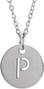 14K Gold Initial P Necklace or Pendant - White Gold