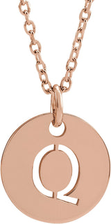 14K Gold Initial Q Necklace or Pendant - Rose Gold