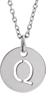 14K Gold Initial Q Necklace or Pendant - White Gold