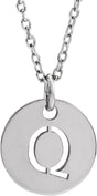 14K Gold Initial Q Necklace or Pendant - White Gold