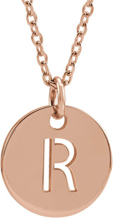 14K Gold Initial R Necklace or Pendant - Rose Gold