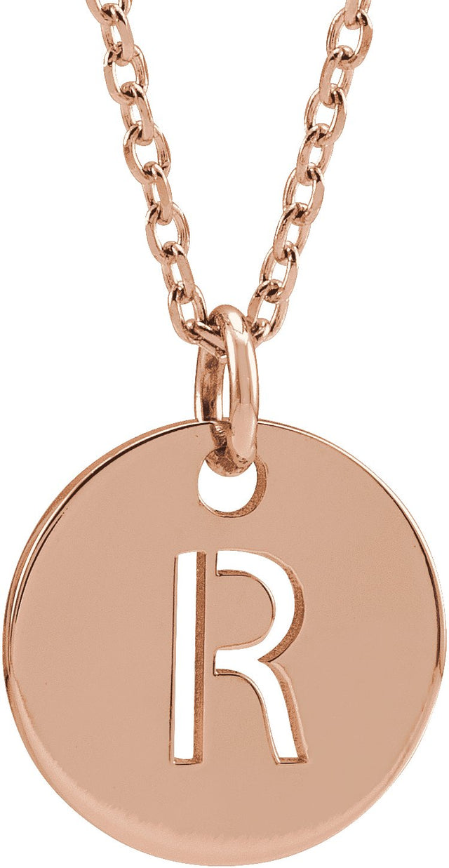 14K Gold Initial R Necklace or Pendant - Rose Gold