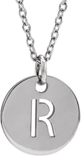 14K Gold Initial R Necklace or Pendant - White Gold