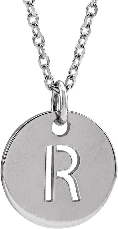 14K Gold Initial R Necklace or Pendant - White Gold