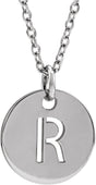 14K Gold Initial R Necklace or Pendant - White Gold