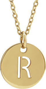 14K Gold Initial R Necklace or Pendant - Yellow Gold