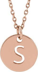 14K Gold Initial S Necklace or Pendant - Rose Gold