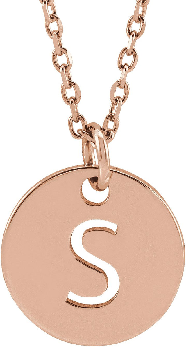 14K Gold Initial S Necklace or Pendant - Rose Gold
