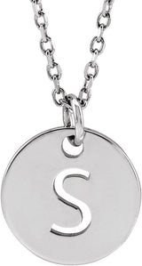 14K Gold Initial S Necklace or Pendant - White Gold