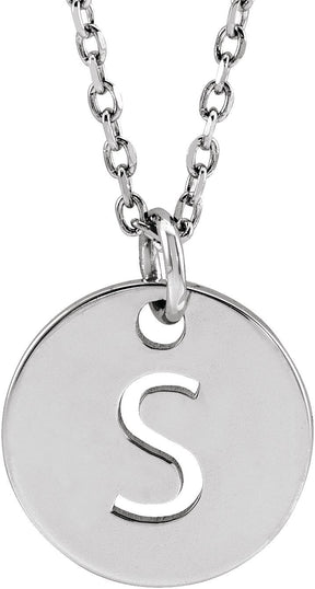 14K Gold Initial S Necklace or Pendant - White Gold