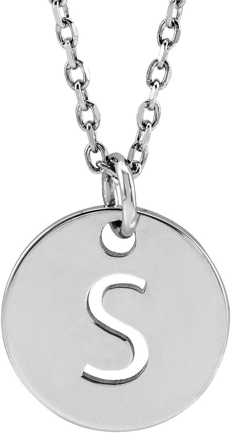 14K Gold Initial S Necklace or Pendant - White Gold