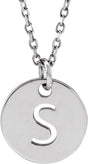14K Gold Initial S Necklace or Pendant - White Gold