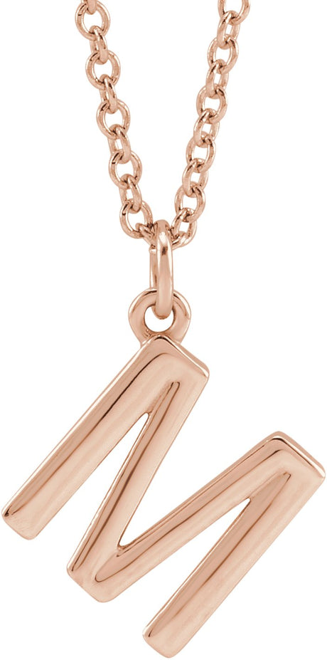 14K Gold Initial M Necklace – 9.2x8.4mm - Rose Gold