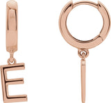 14K Gold Initial E Huggie Earrings - Rose Gold