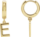 18K Gold Initial E Huggie Earrings - Yellow Gold