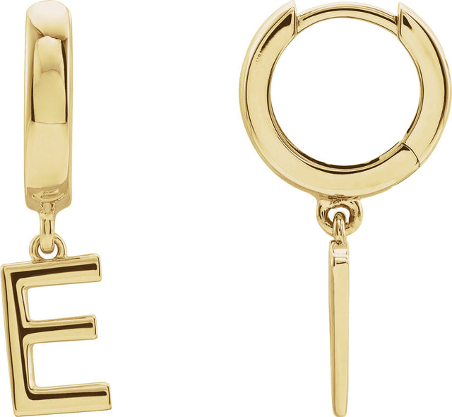 14K Gold Initial E Huggie Earrings - Yellow Gold