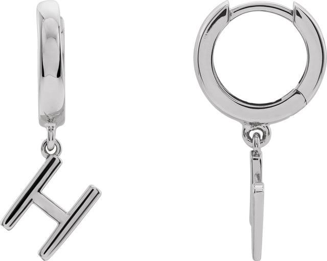 Platinum Initial Huggie Earrings