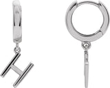 14K Gold Initial Huggie Earrings - White Gold