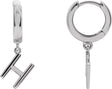 18K Gold Initial Huggie Earrings - White Gold