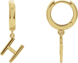 18K Gold Initial Huggie Earrings - Yellow Gold