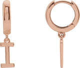 14K Gold Initial I Huggie Earrings - Rose Gold