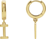 18K Gold Initial I Huggie Earrings - Yellow Gold