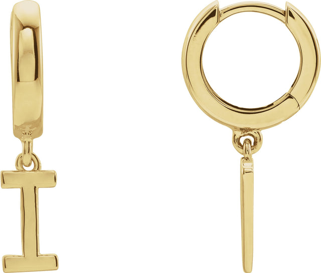 18K Gold Initial I Huggie Earrings - Yellow Gold