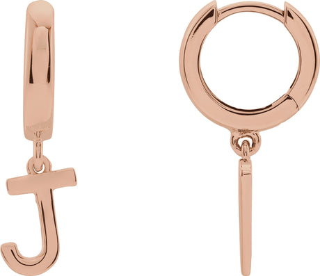 14K Gold Initial J Huggie Earrings - Rose Gold