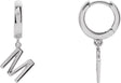 18K Gold Initial M Huggie Earrings - White Gold