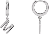 Platinum Initial M Huggie Earrings