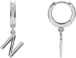 14K Gold Initial N Huggie Earrings - White Gold