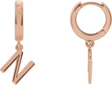 14K Gold Initial N Huggie Earrings - Rose Gold