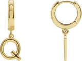 14K Gold Initial Q Huggie Earrings - Yellow Gold