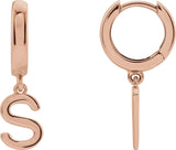 14K Gold Initial S Huggie Earrings - Rose Gold