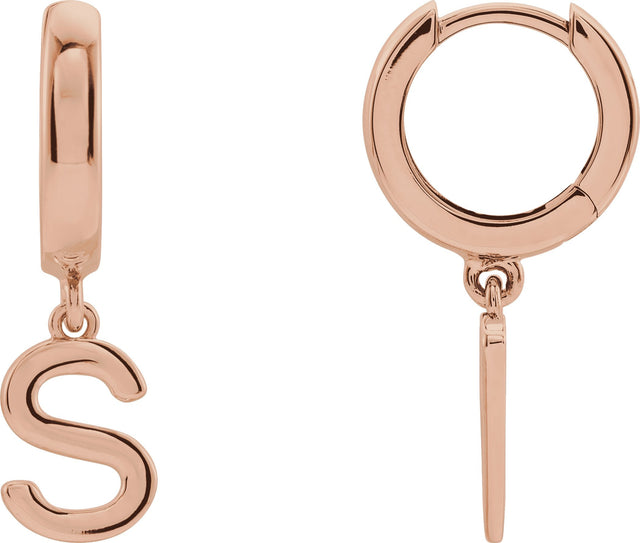 14K Gold Initial S Huggie Earrings - Rose Gold
