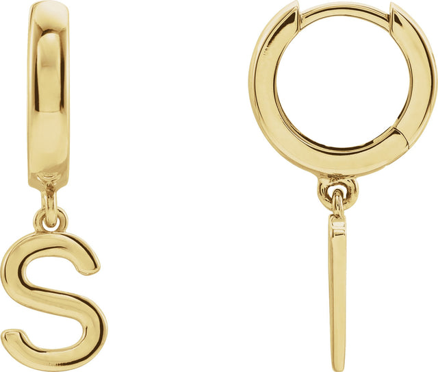 18K Gold Initial S Huggie Earrings - Yellow Gold