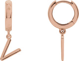 14K Gold Initial V Huggie Earrings - Rose Gold