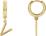 18K Gold Initial V Huggie Earrings - Yellow Gold