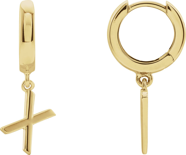 18K Gold Initial X Huggie Earrings - Yellow Gold