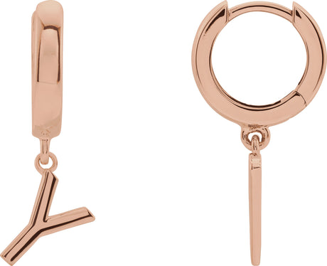14K Gold Initial Y Huggie Earrings - Rose Gold