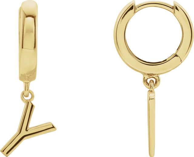 14K Gold Initial Y Huggie Earrings - Yellow Gold