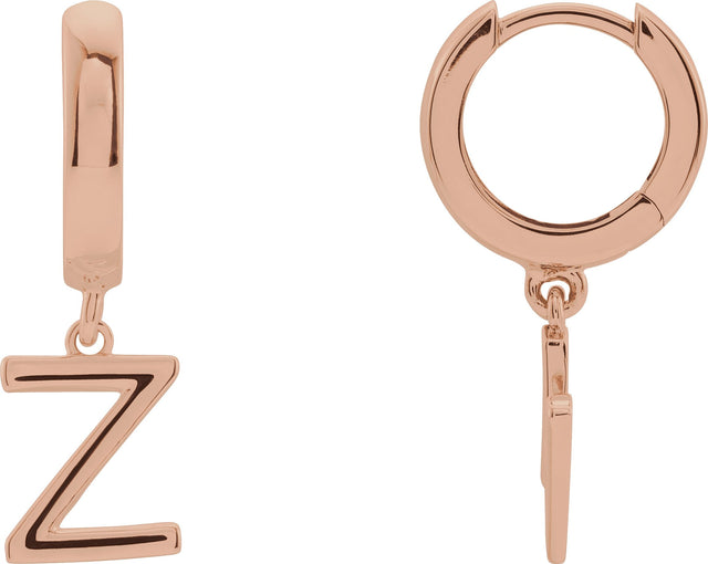 14K Gold Initial Z Huggie Earrings - Rose Gold
