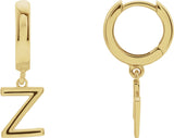 18K Gold Initial Z Huggie Earrings - Yellow Gold