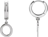 18K Gold Initial O Huggie Earrings - White Gold