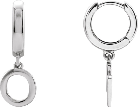 18K Gold Initial O Huggie Earrings - White Gold