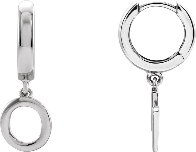 18K Gold Initial O Huggie Earrings - White Gold