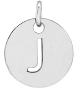 14K Gold Initial J Necklace or Pendant - White Gold