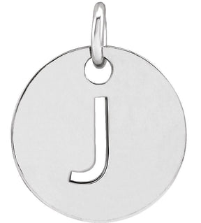 14K Gold Initial J Necklace or Pendant - White Gold