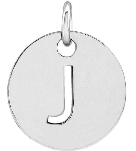 14K Gold Initial J Necklace or Pendant - White Gold