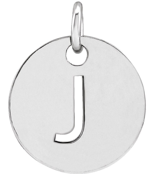 14K Gold Initial J Necklace or Pendant - White Gold
